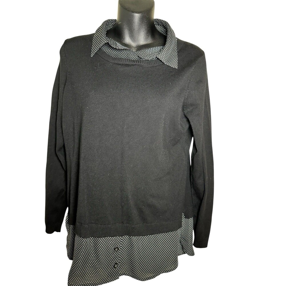 Adrianna Papell Long Sleeve Top, Size M Collared Tunic
